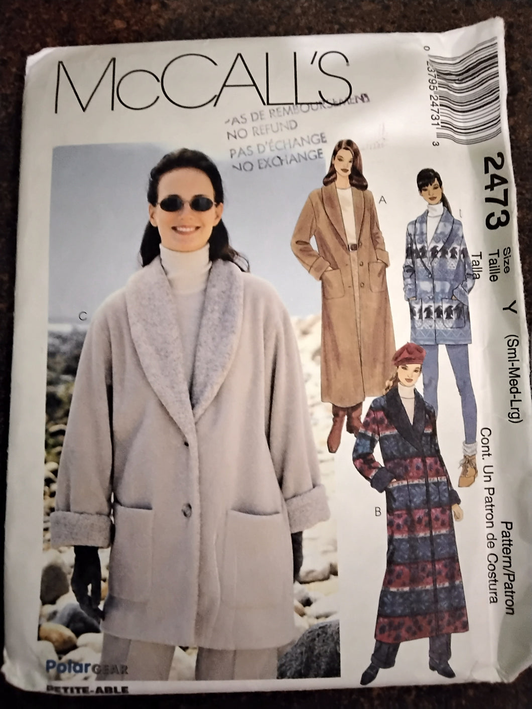 Vintage Coat Sewing Pattern - Size Sm-Med-Lg - McCalls #2473