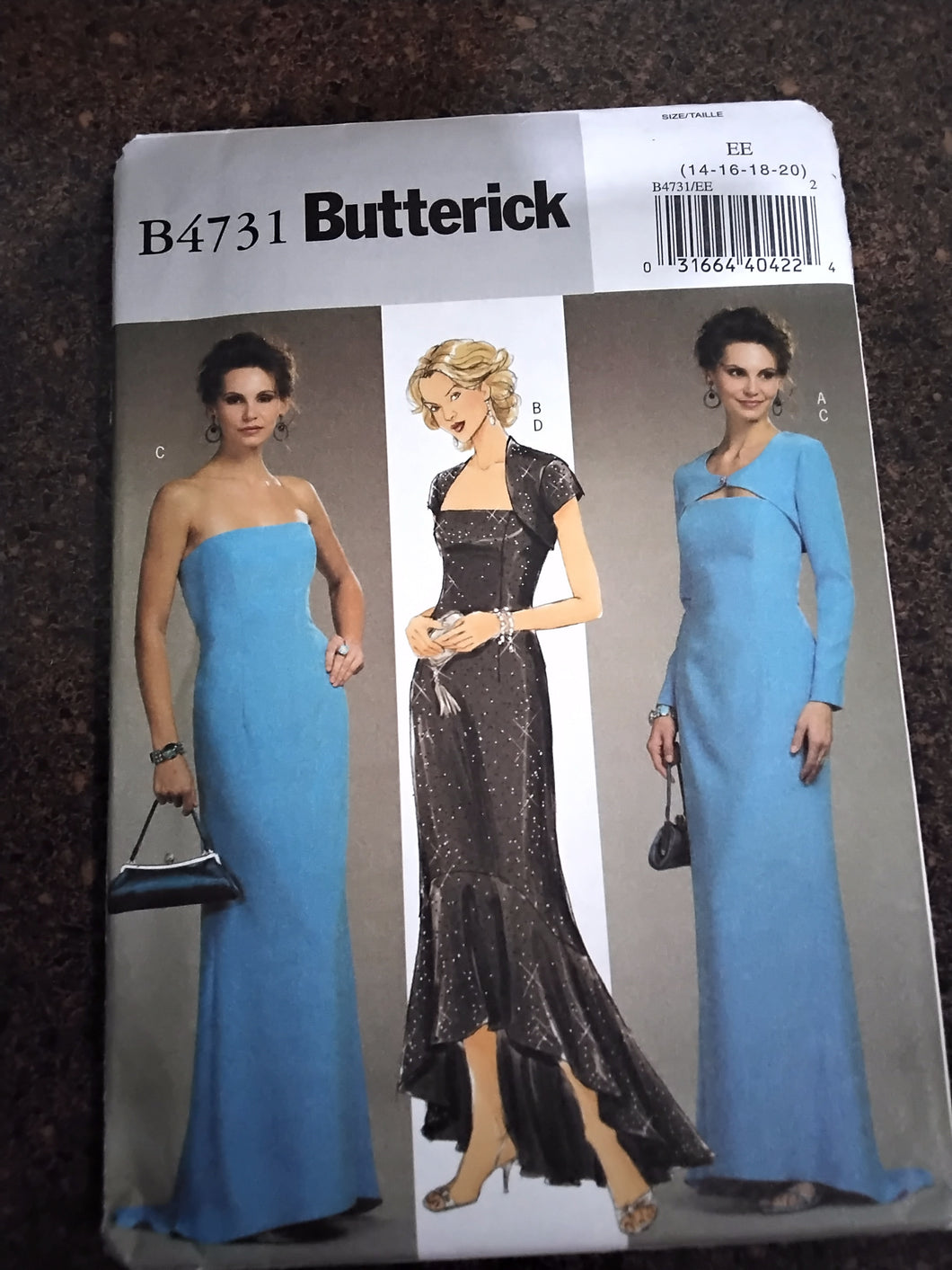 Vintage Formal Dress and Shrug Sewing Pattern - Size EE - 14-16-18-20  - Butterick #B4731