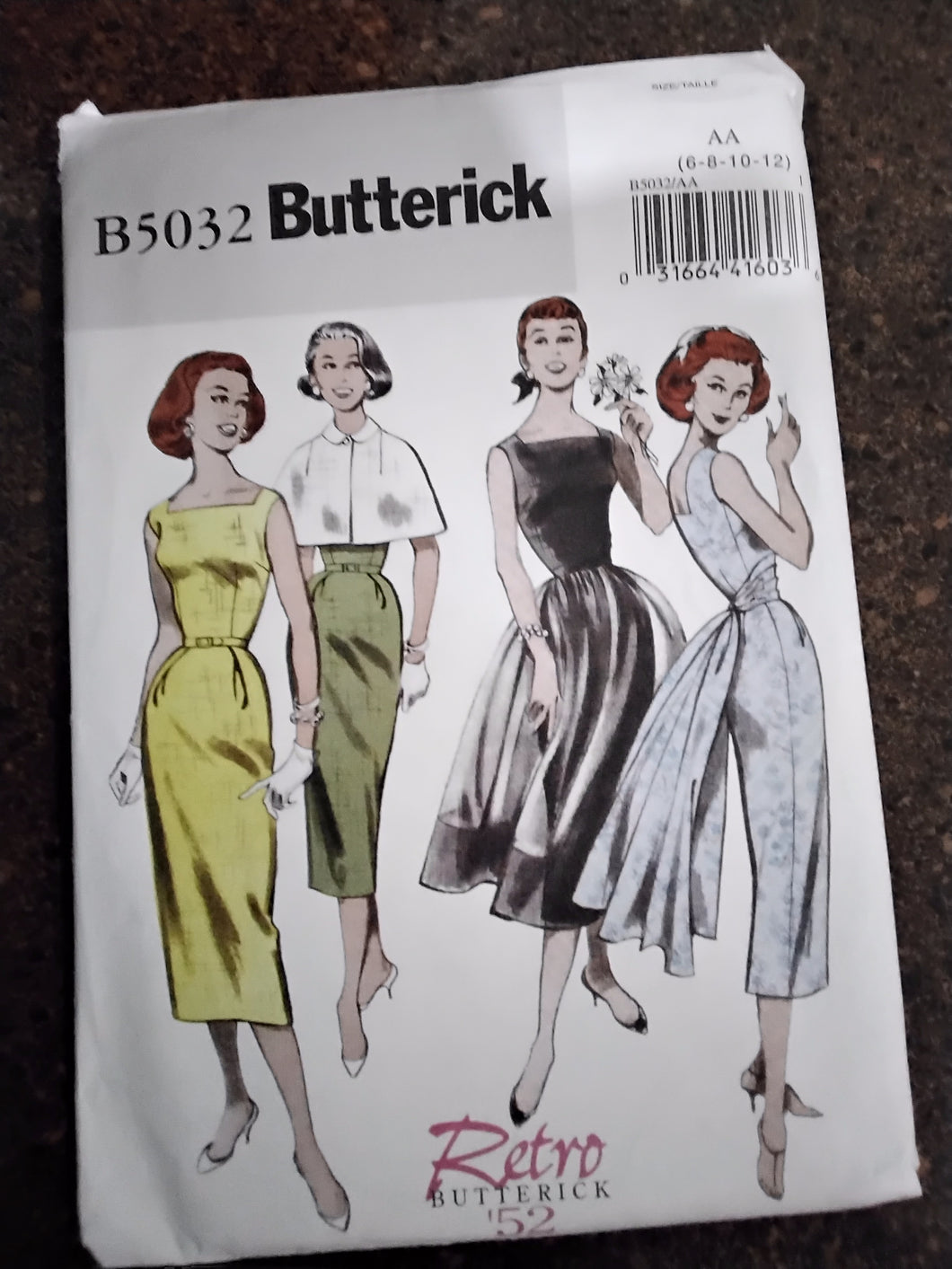 Retro Dress, Capelet, Overskirt, Sash and Belt Sewing Pattern - Size AA - 6-8-10-12  - Butterick #B5032