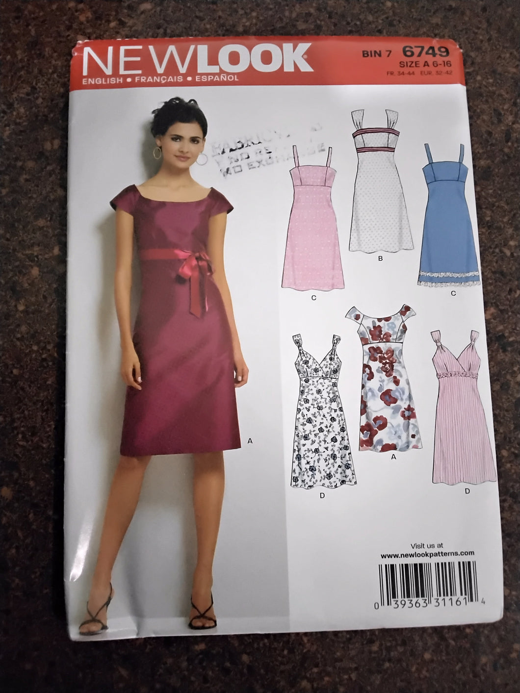 Vintage Dress Sewing Pattern - Size A - 6-16 - New Look #6749