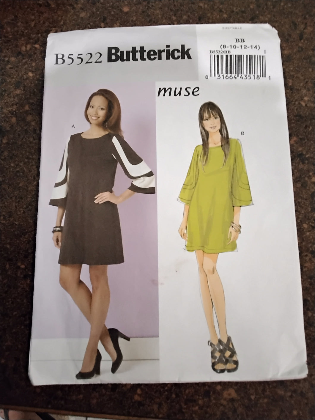 Misses Dress Sewing Pattern - Size BB- 8-10-12-14 -  Butterick #5522