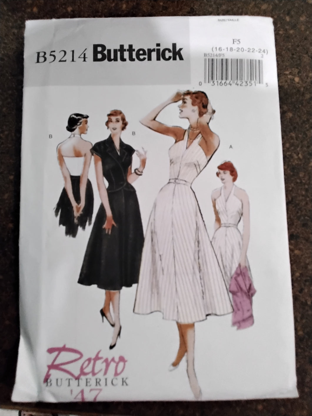 Retro 1947 Dress and Jacket Sewing Pattern - Size F5 - 16-18-20-22-24  Butterick #B5214