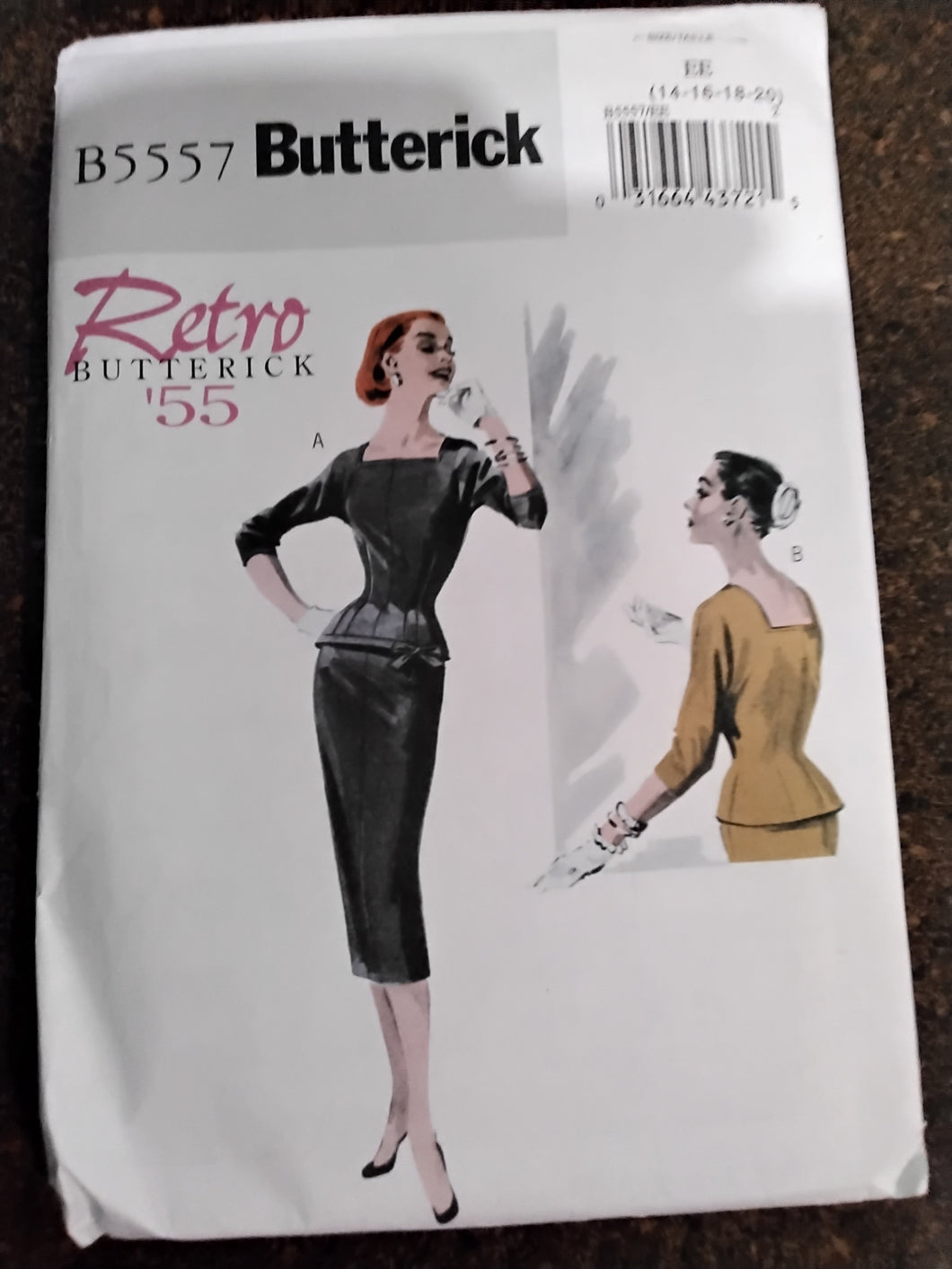 Retro 1955 Top and Skirt Sewing Pattern - Size EE - 14-16-18-20  Butterick #B5557