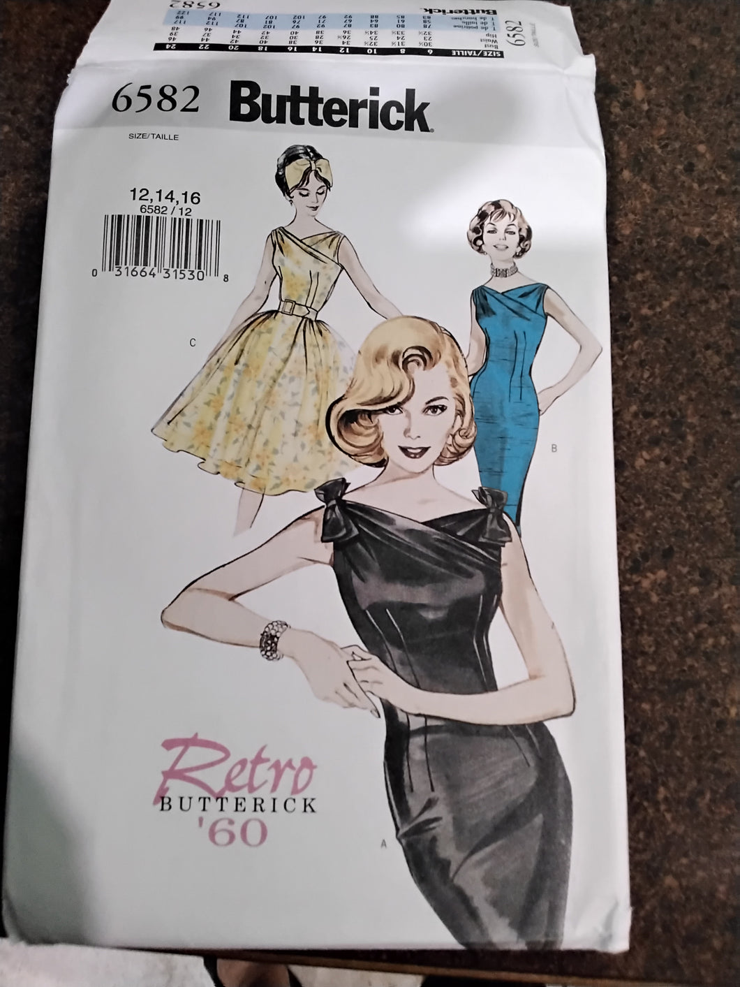 Retro 1960 Misses Dress and Belt Sewing Pattern - Size 12-14-16  Butterick #B6582