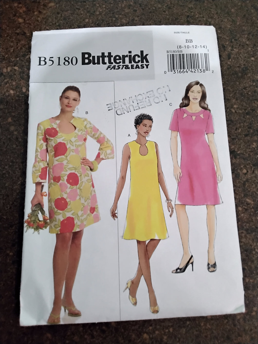 Misses Dress Sewing Pattern - Size BB - 8-10-12-14 (Petite Option) - Butterick #B5180