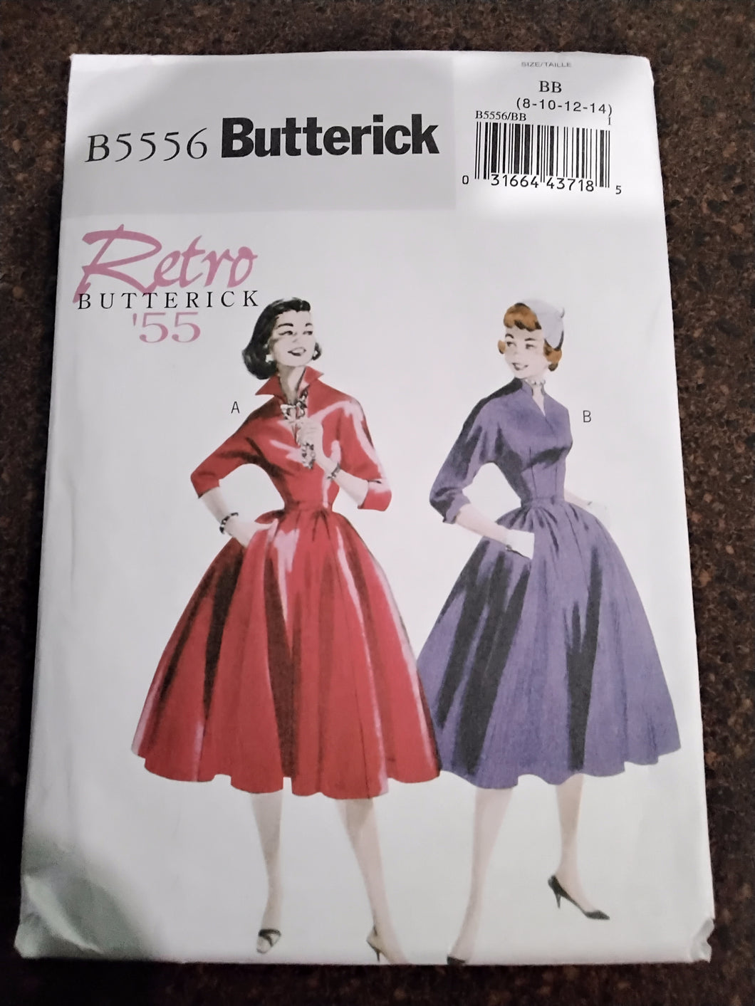 Retro 1955 Dress Sewing Pattern - Size BB - 8-10-12-14 - Butterick #B5556