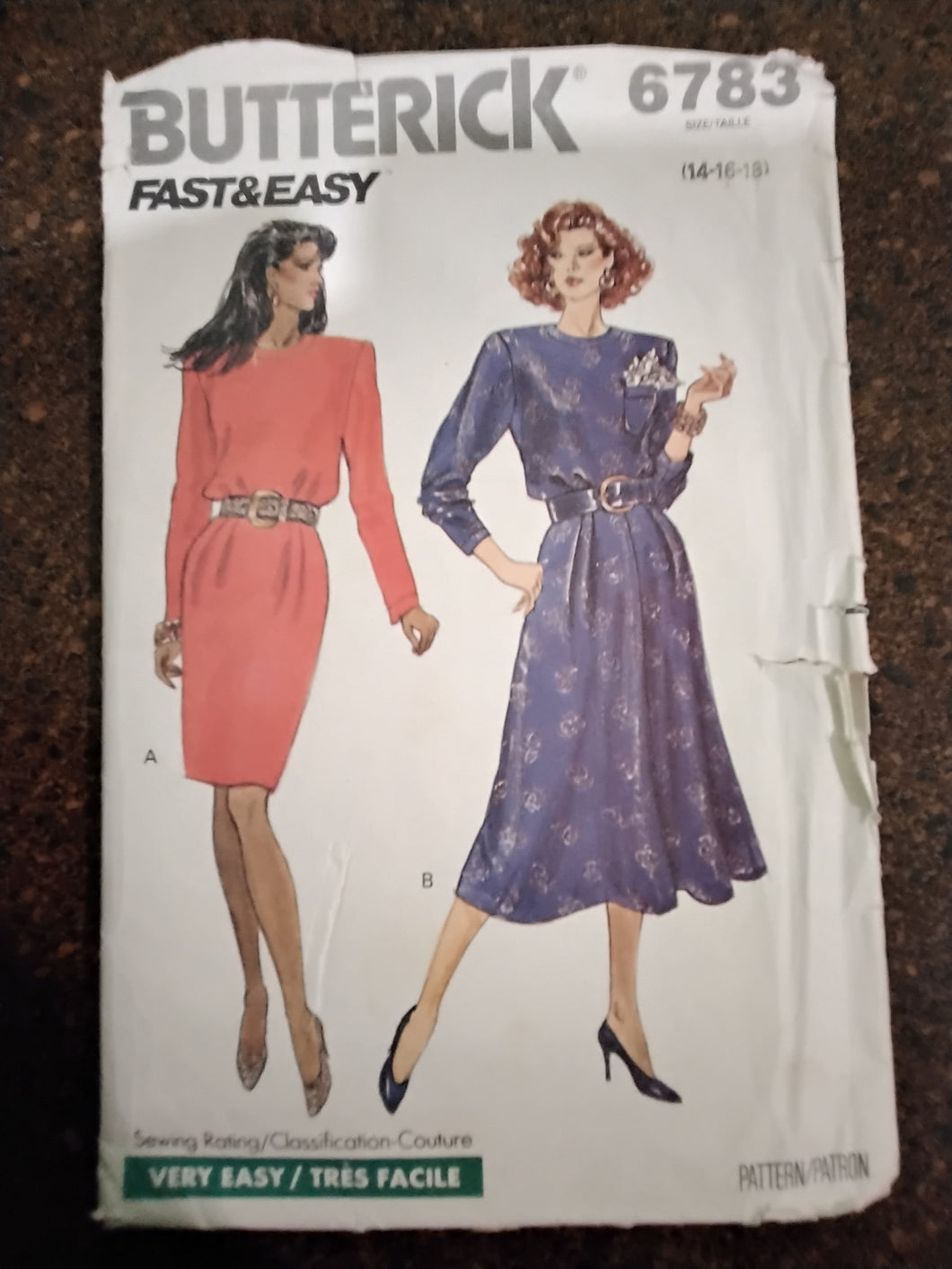 Vintage Dress Sewing Pattern - Size 14-16-18 - Butterick #6783