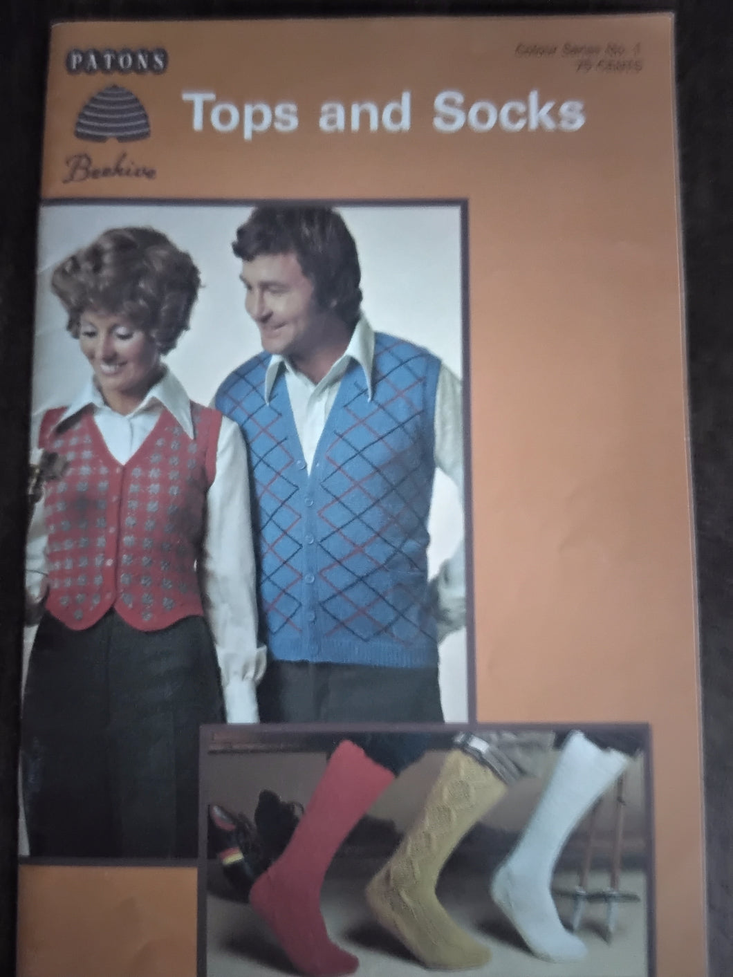 Vintage Tops and Socks Knitting Pattern Book - Mens and Women's - Circa 1970s - Patons Colour Series 1