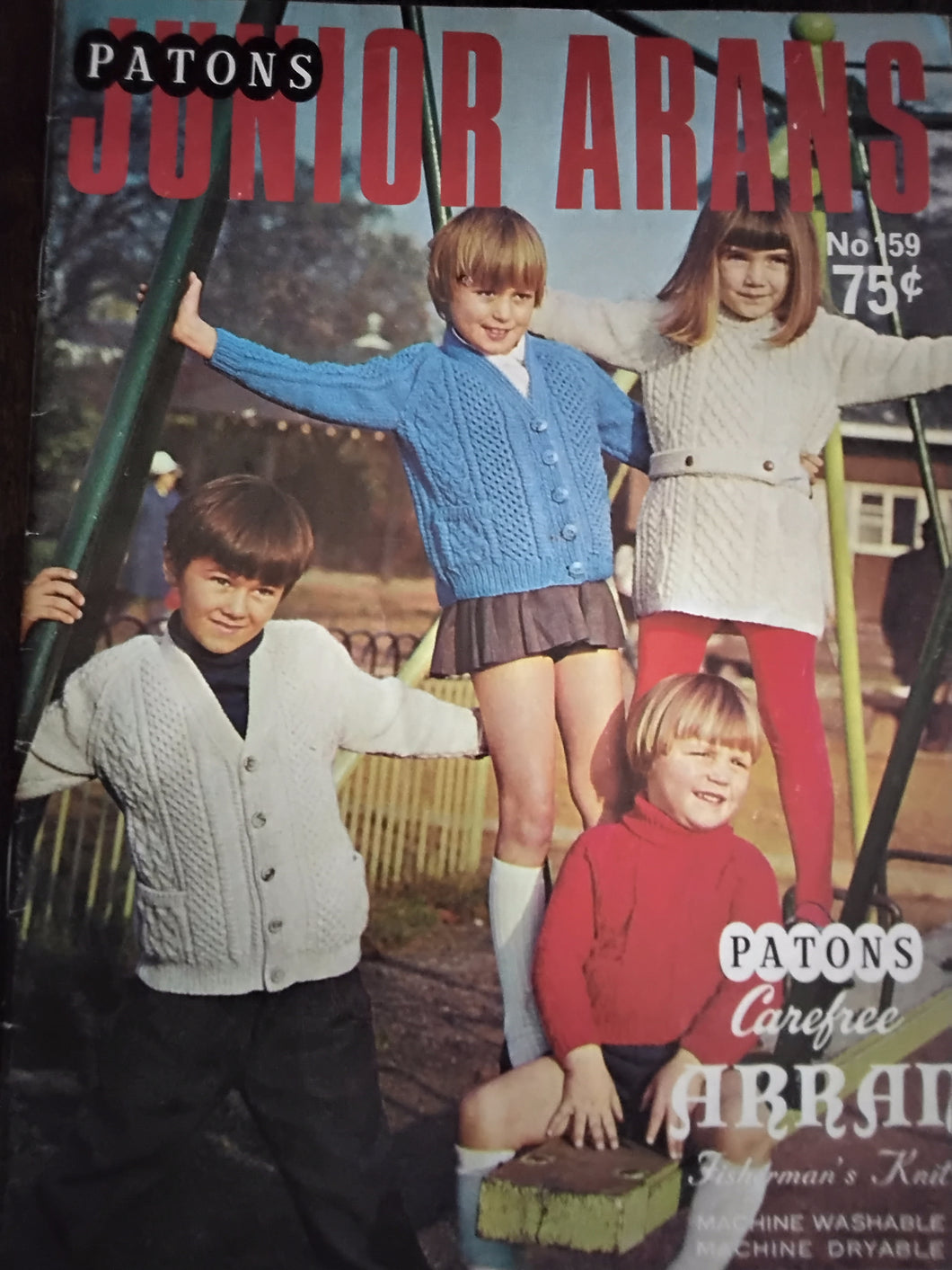 Vintage Children's Crochet and Knitting Pattern Book- Arran Fisherman's Knit - Circa 1970s  - Patons Junior Arans #159